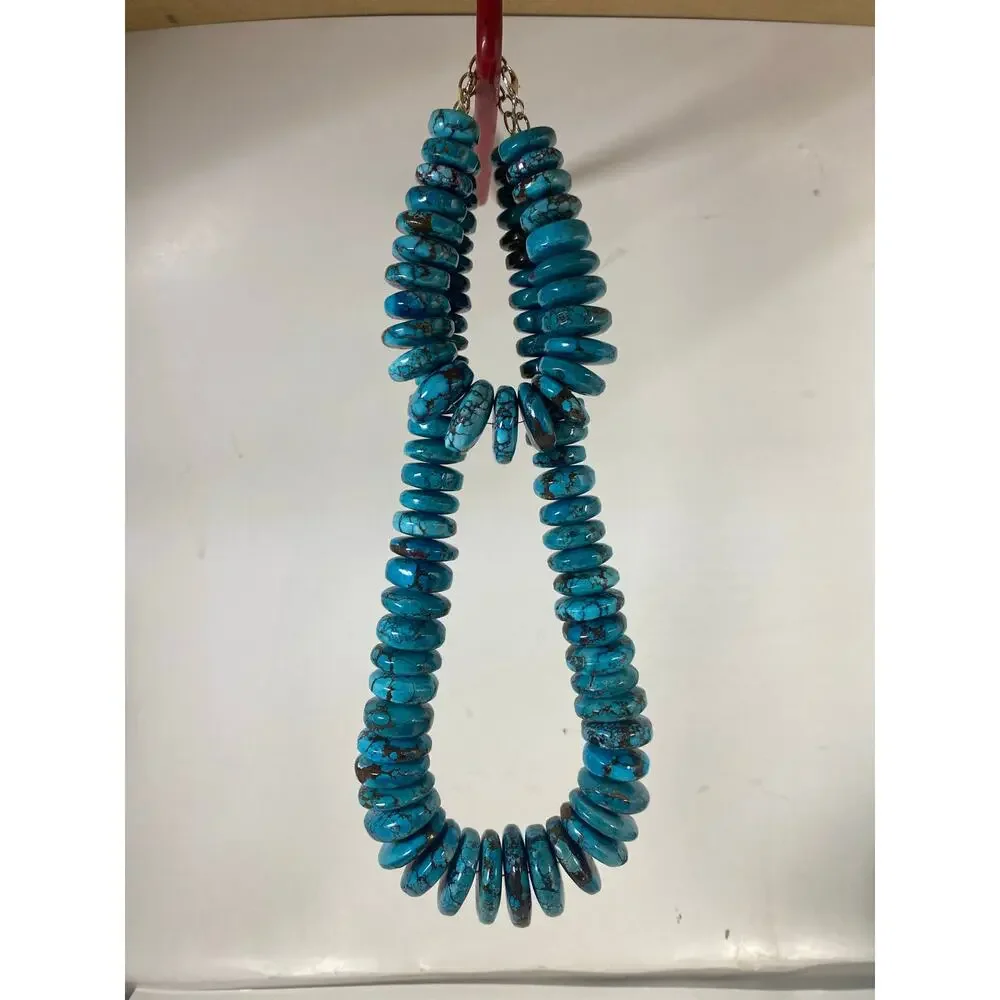 Graduated Blue Turquoise NuggetsNecklace and Braclet - Picture 2 of 10